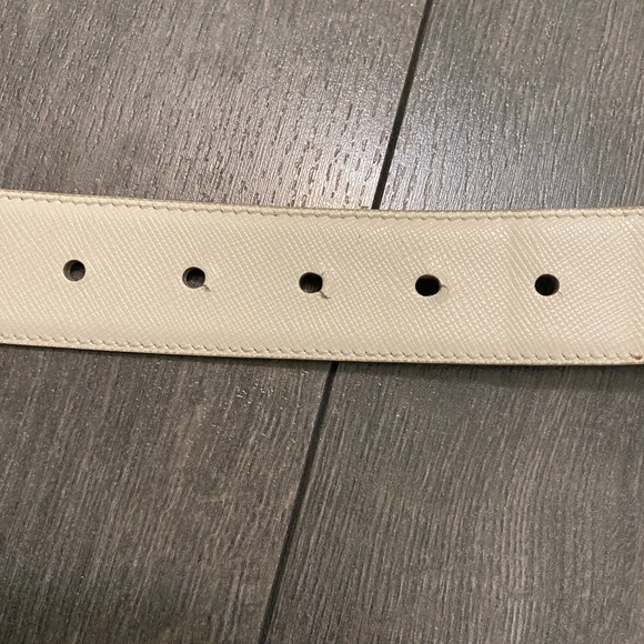 Prada Men's Off-White Saffiano Leather Belt Size 40/100 - Picture 9 of 11